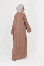Brown Front Open Embellished Floral Ivy Abaya