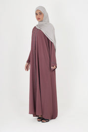 Purple Front Open Embellished Floral Ivy Abaya