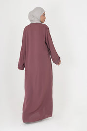 Purple Front Open Embellished Floral Ivy Abaya