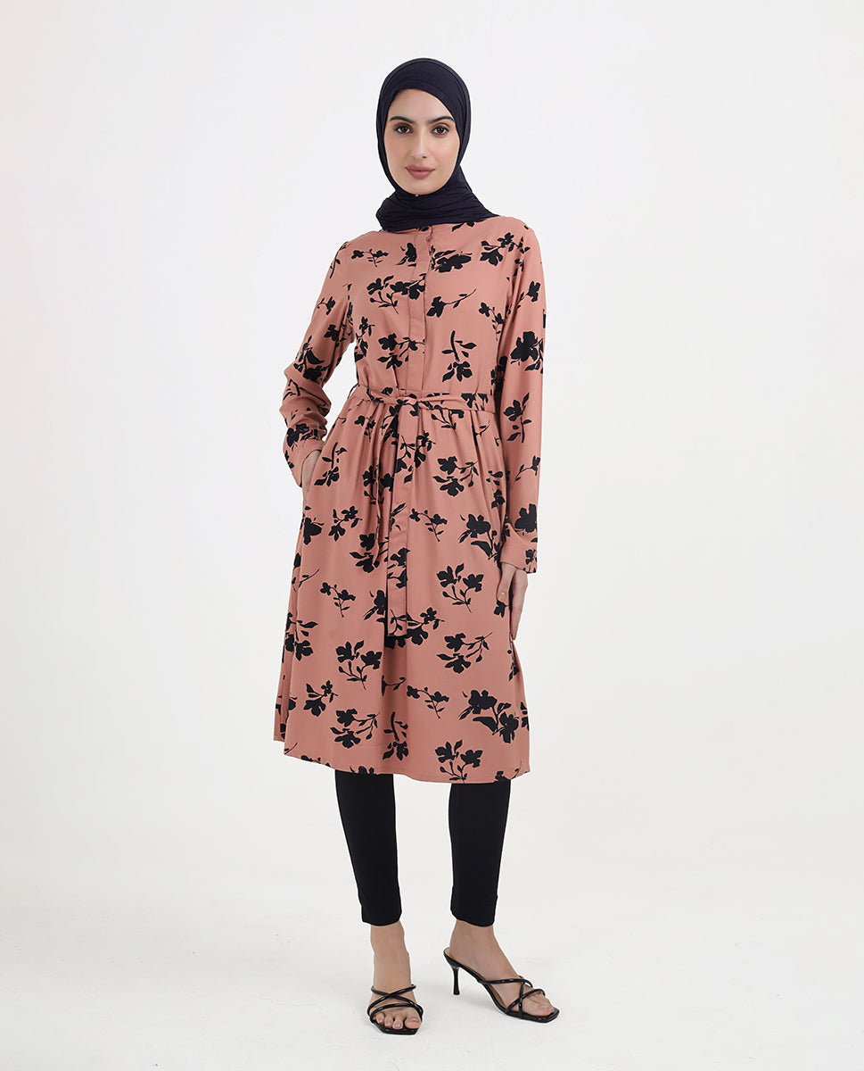 Blush Petal Printed Rayon Flared Top