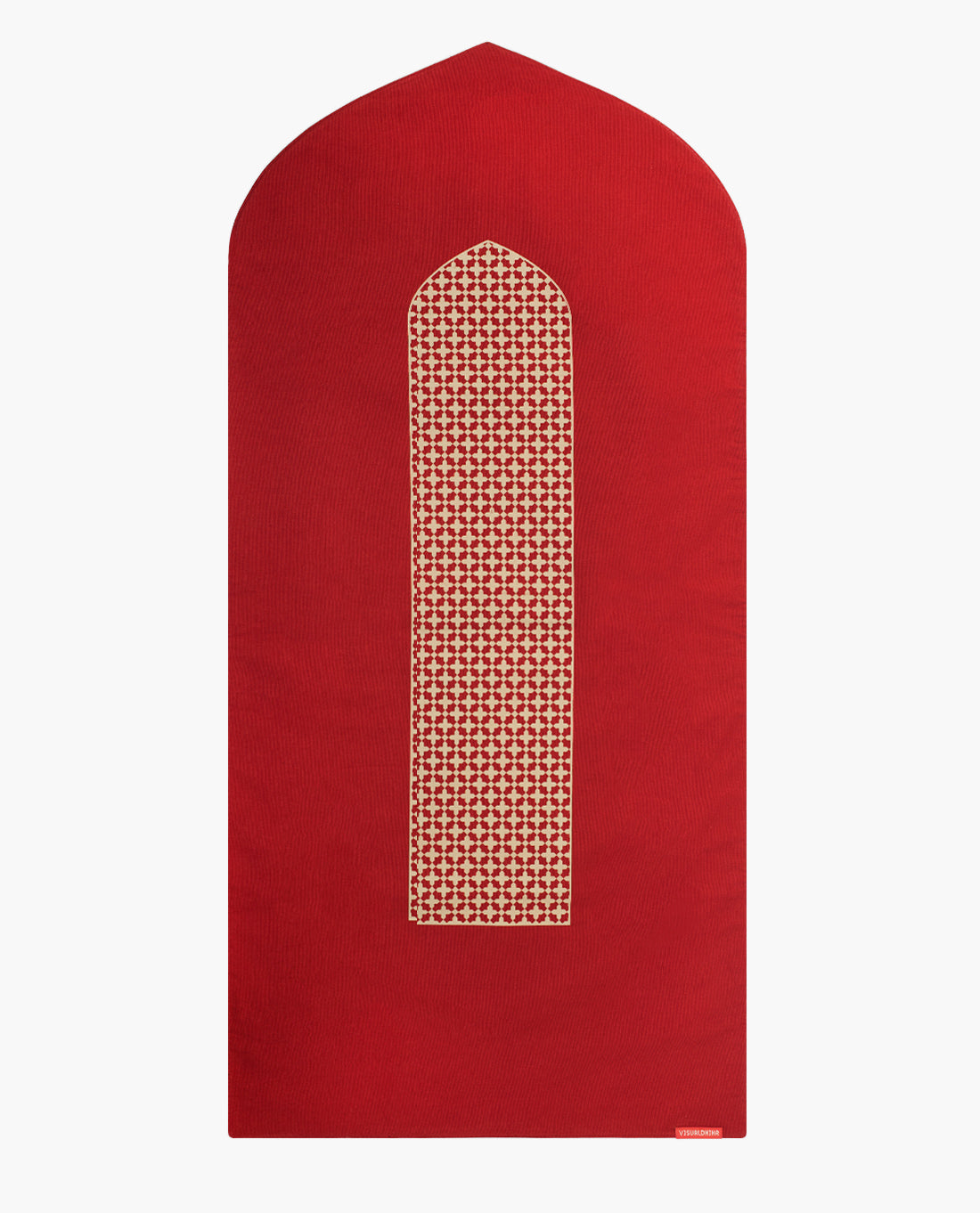 Red Mashrabiya Arch Shaped Prayer Mat Rug