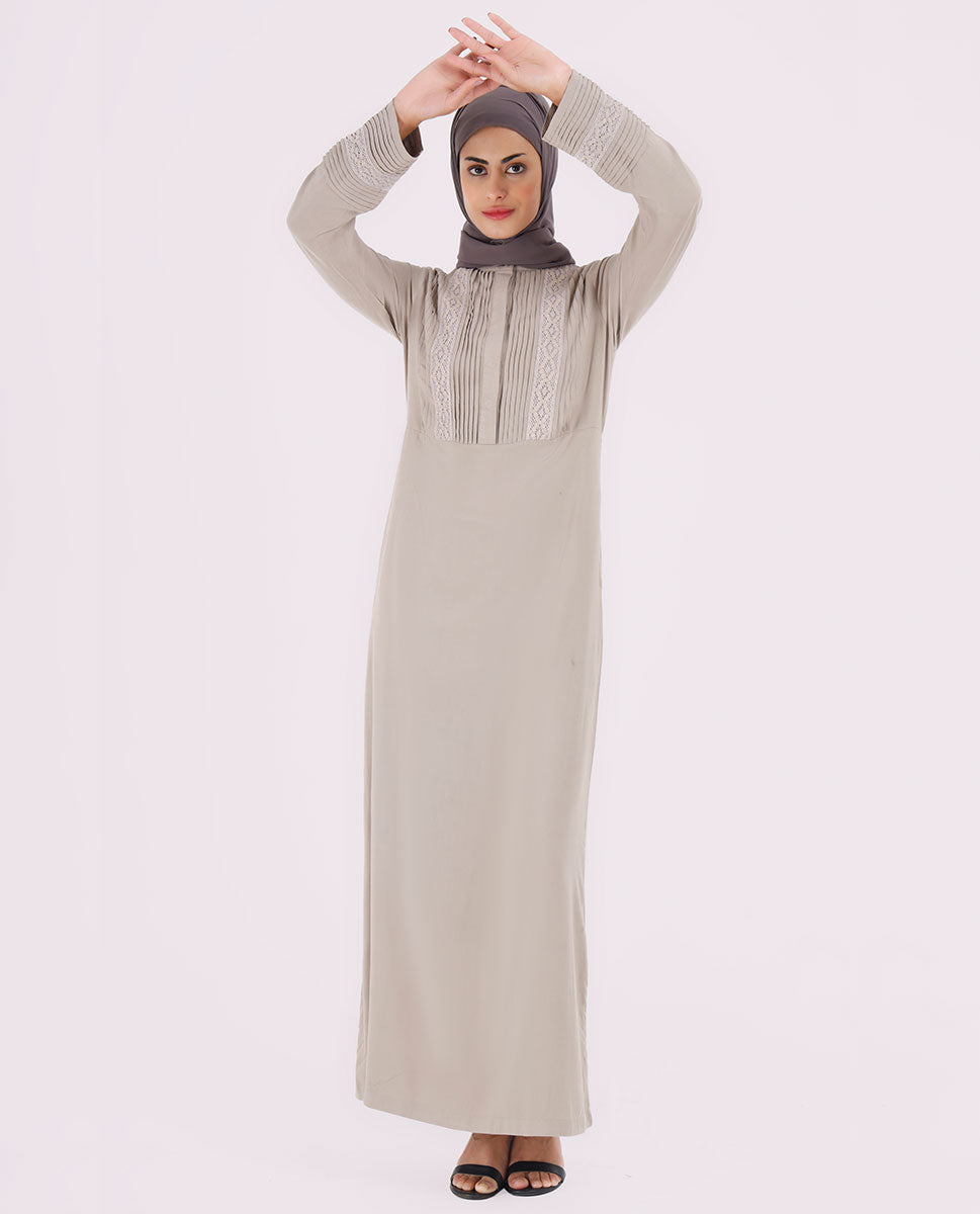 Dusty Brown Pleated Abaya
