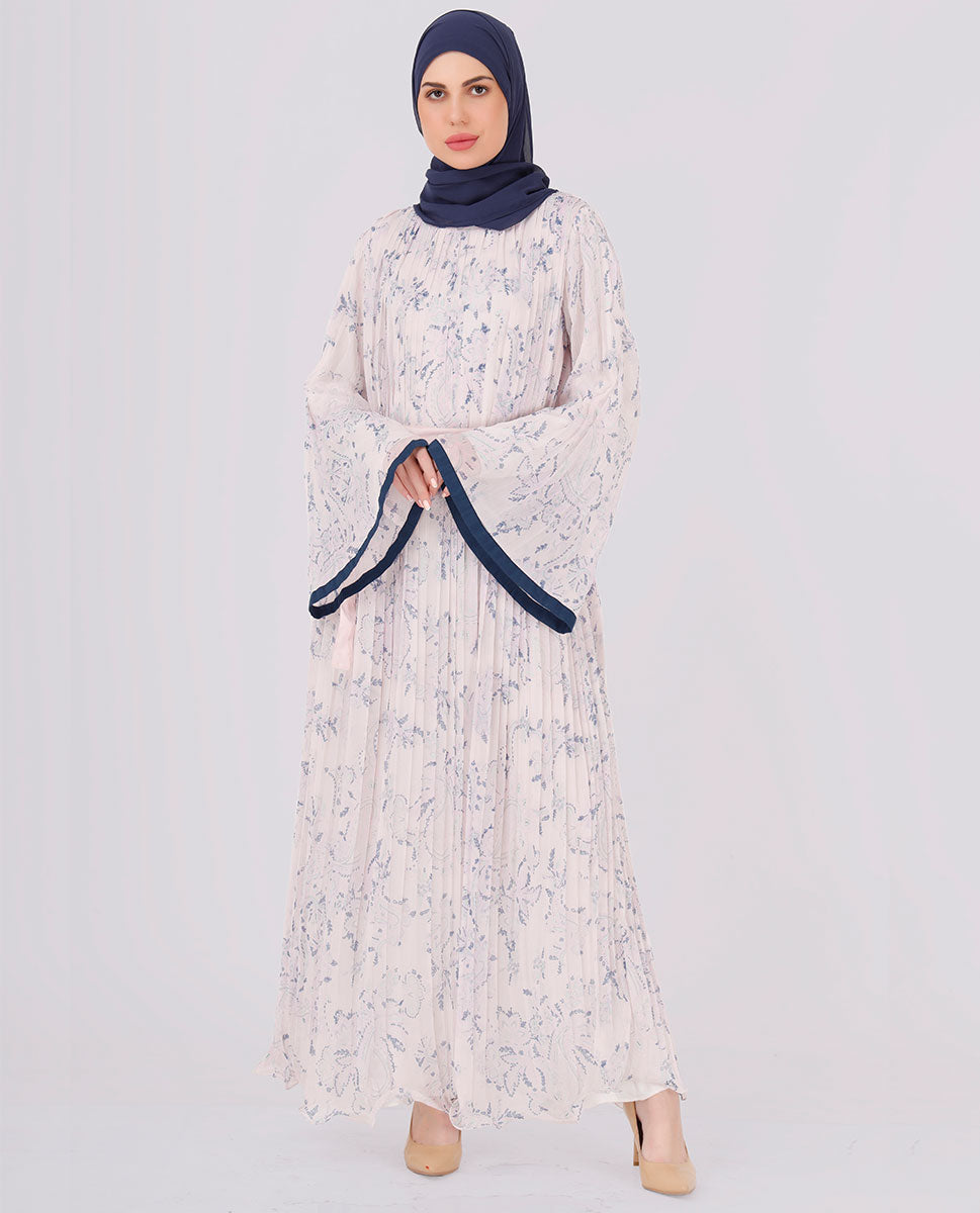 Flared Sleeves Pleated Maxi Dress