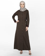Brown Denim Jilbab With Zips