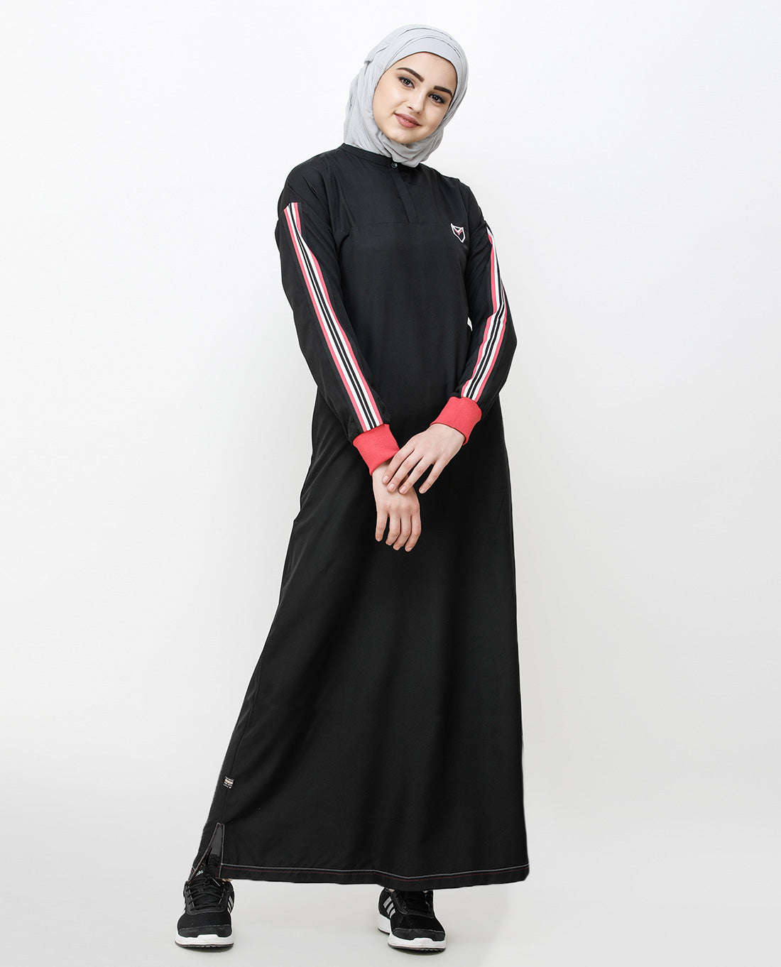 Midnight Black Striped Sleeve Jilbab