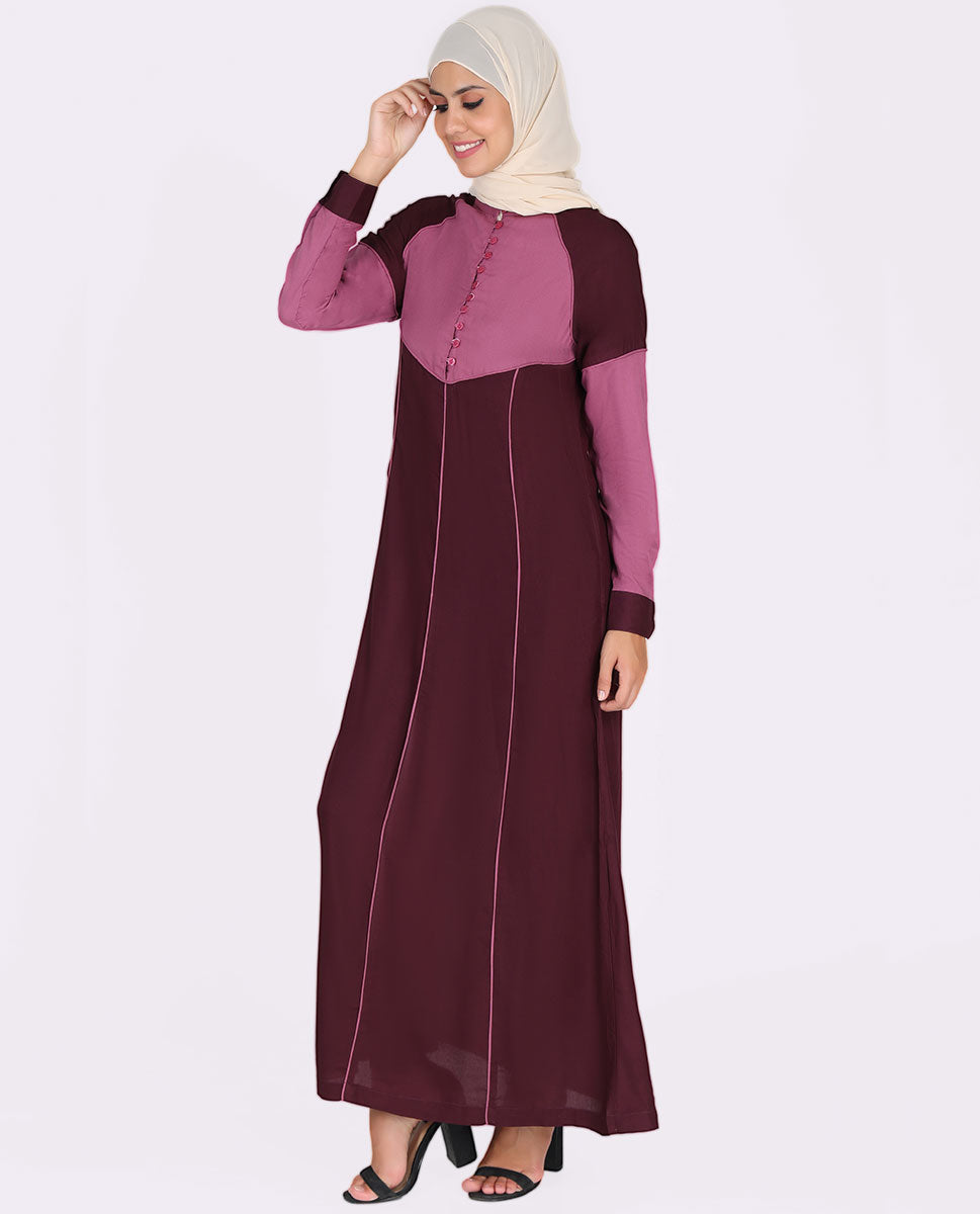 Peach And Maroon Feminine Touch Jilbab