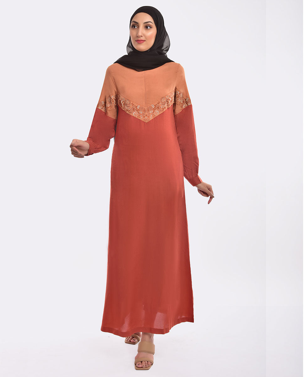 Rusty Hue Embroidered Jilbab