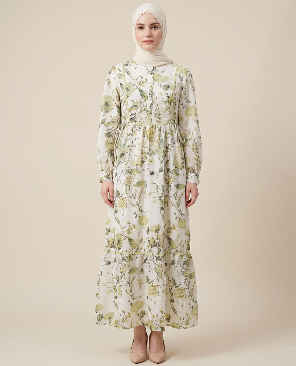 Chiffon Pastel Floral Abaya