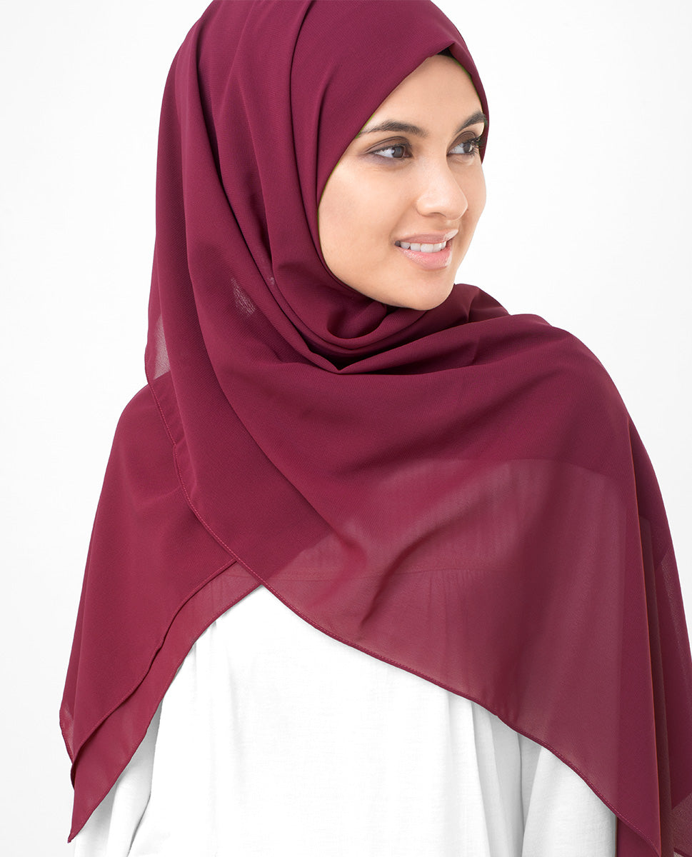 Tibetan Red Poly Georgette Scarf
