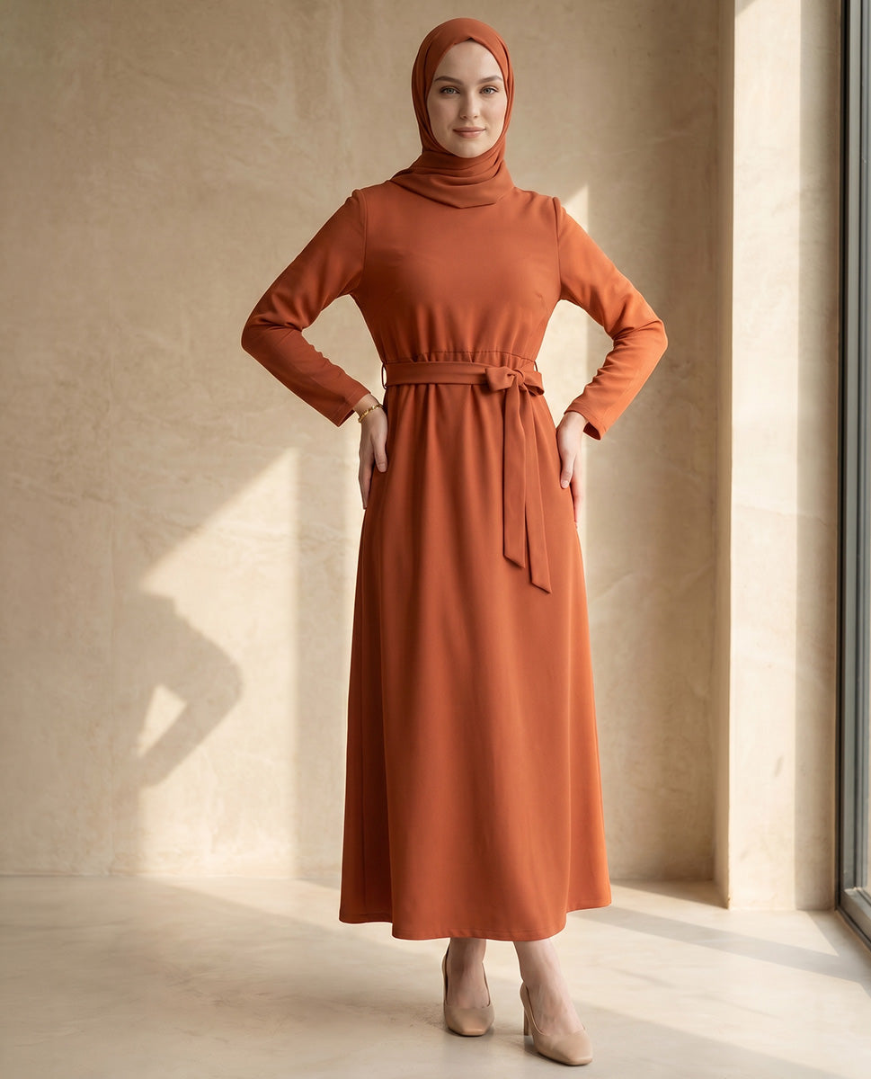 Desert Rust High-Neck Abaya