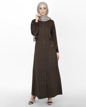 Brown Denim Jilbab With Zips