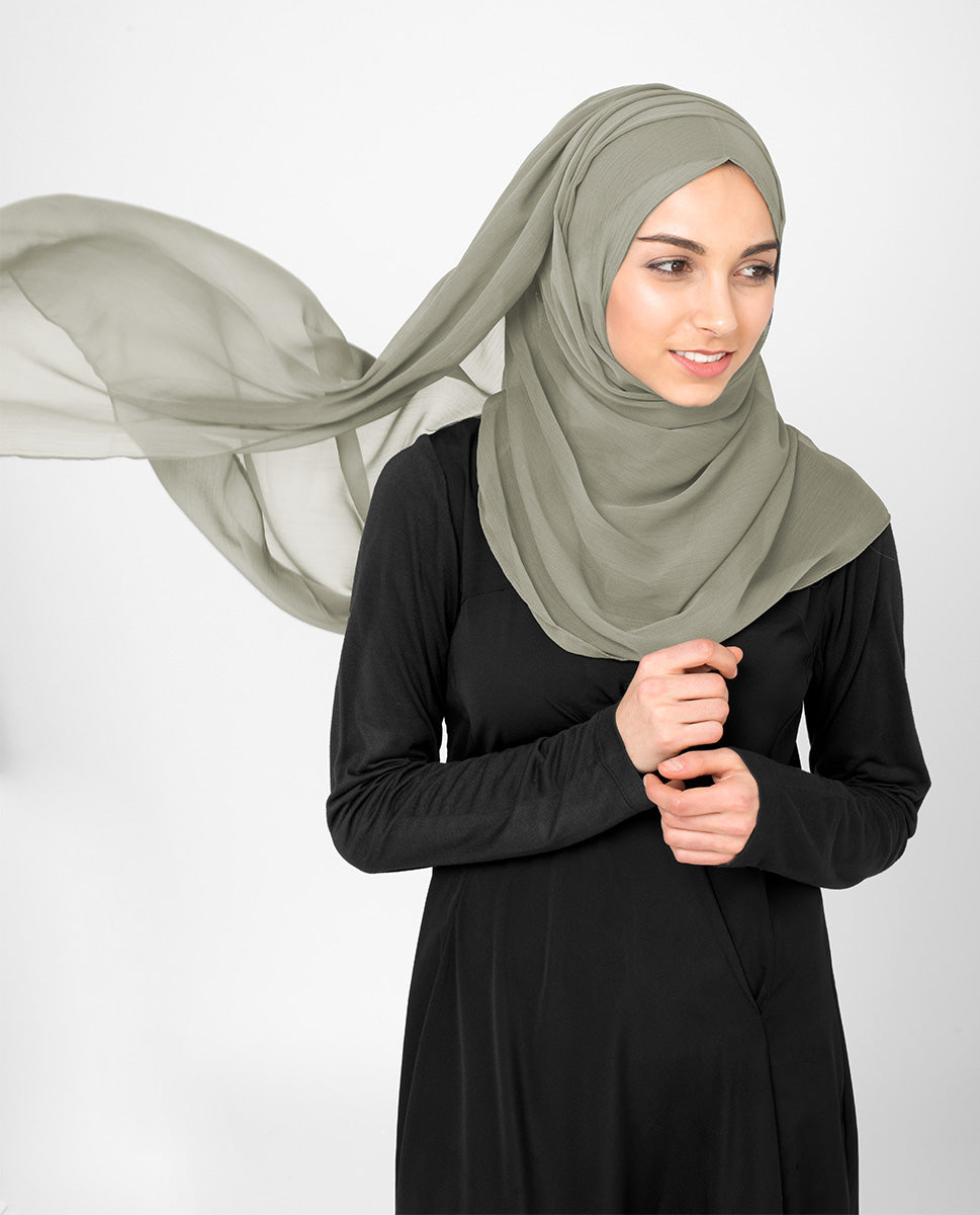 InEssence Poly Chiffon Silver Cloud Grey Scarf