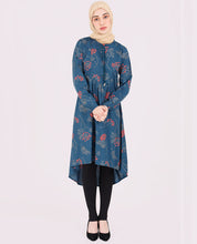 Floral Printed High Low Gathered Top