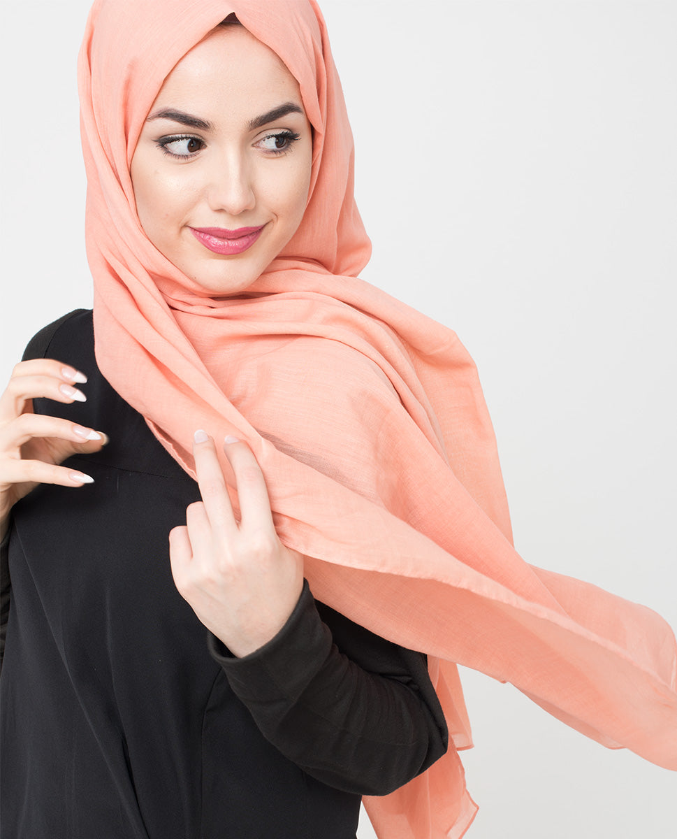 Peach Bud Pink Cotton Voile Scarf