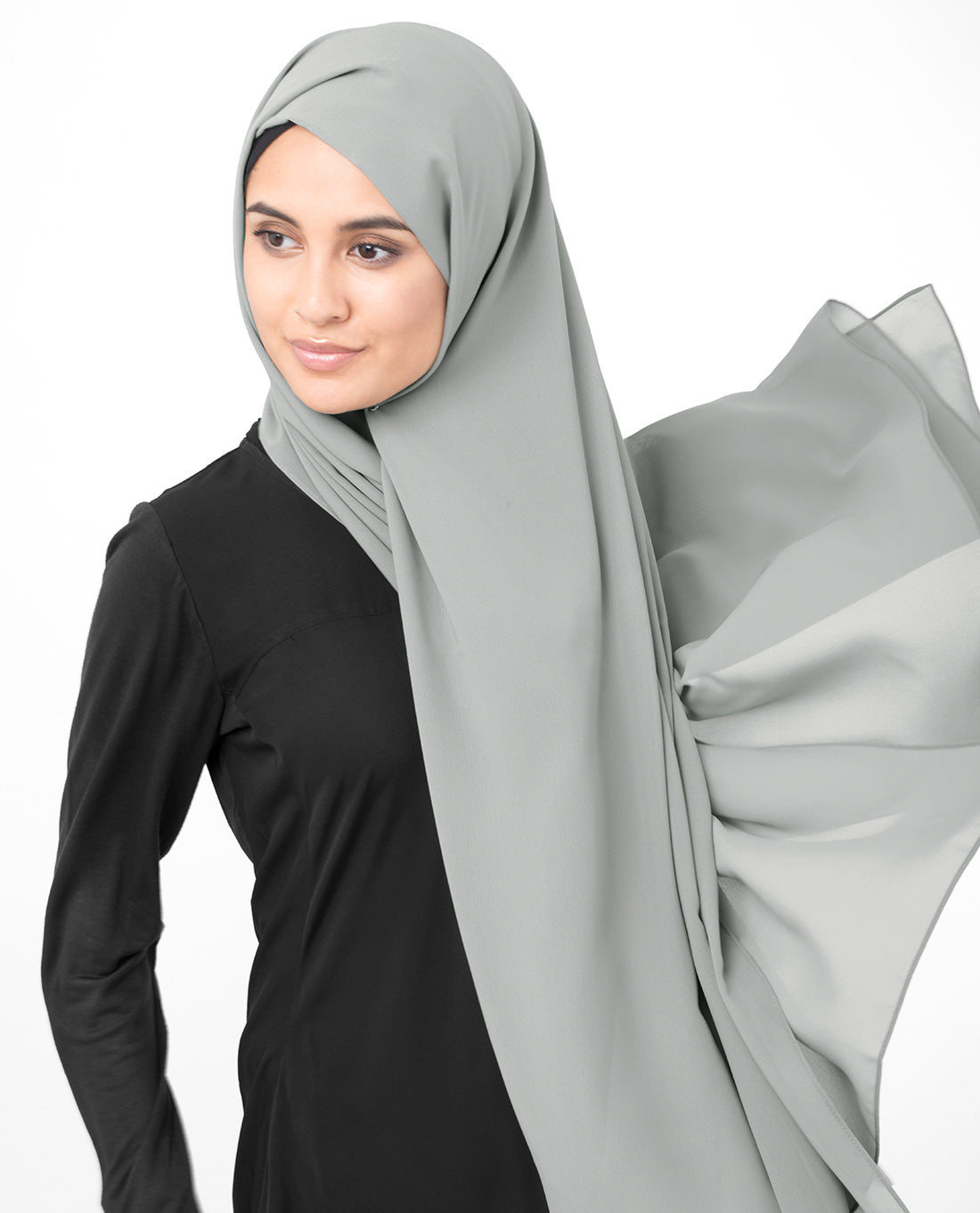 Ash Grey Poly Georgette Scarf
