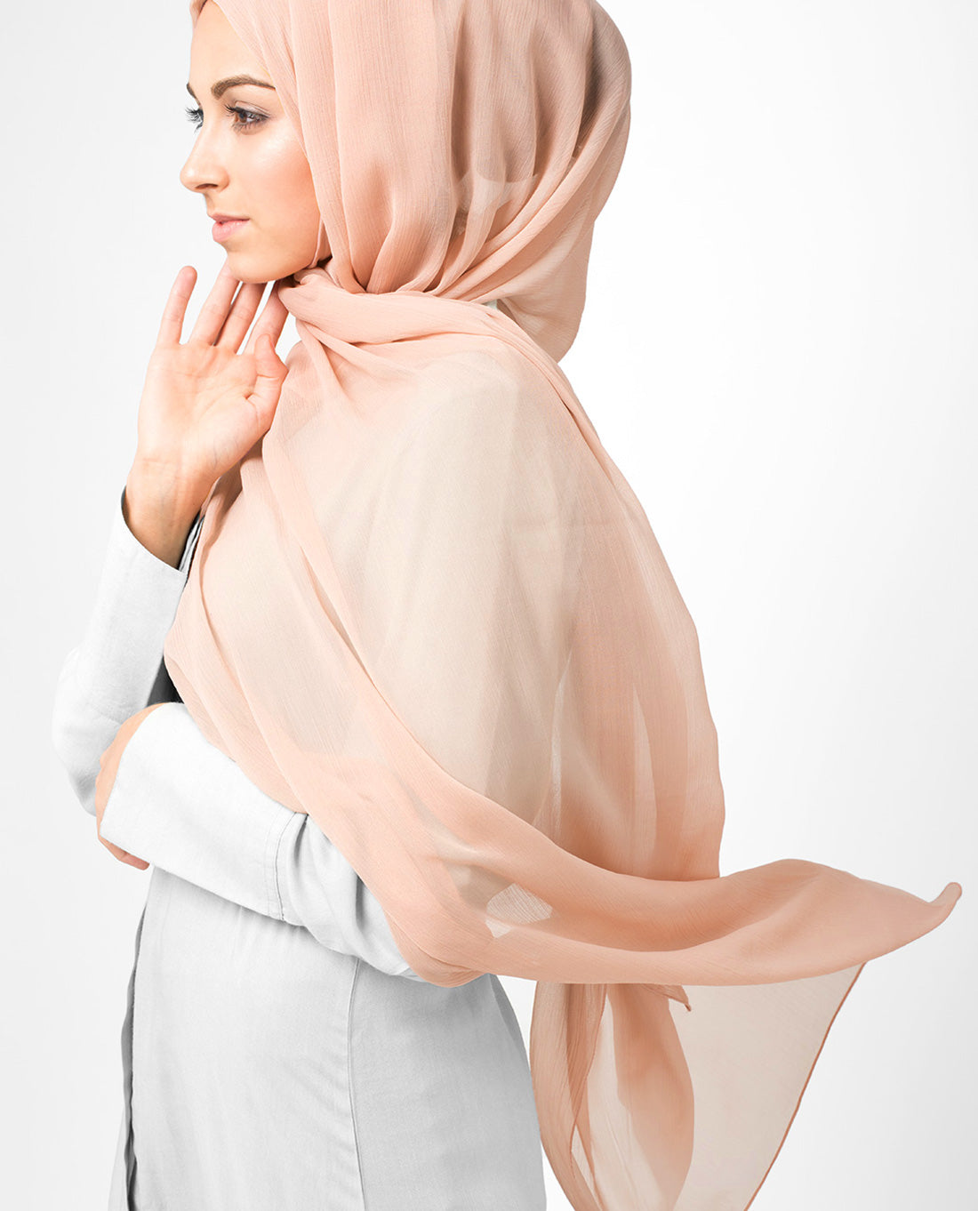 InEssence Poly Chiffon Scallop Shell Pink Scarf1