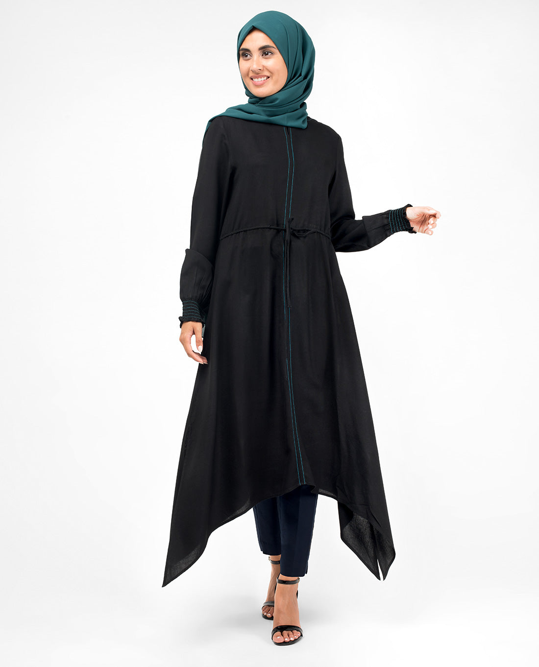 Black Handkerchief Midi Dress