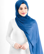 Classic Blue Cotton Voile Scarf