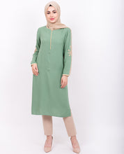 Green Embroidery Midi Dress