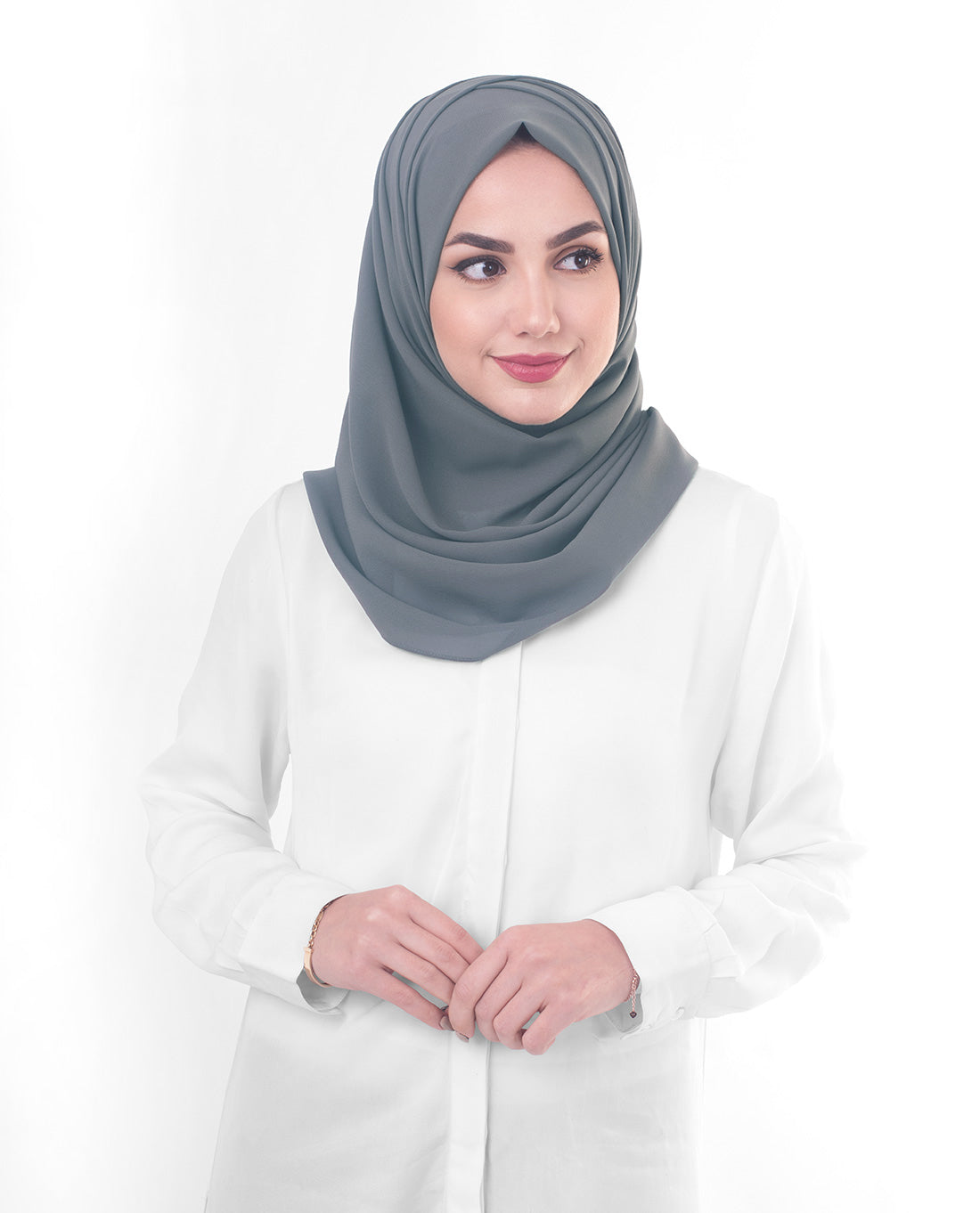 Ghost Gray Poly Georgette Scarf