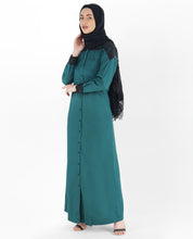 Balsam Green Full Front Open Laced Abaya