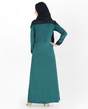 Balsam Green Full Front Open Laced Abaya
