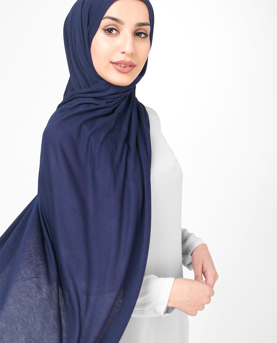 Poseidon Blue Viscose Jersey Scarf