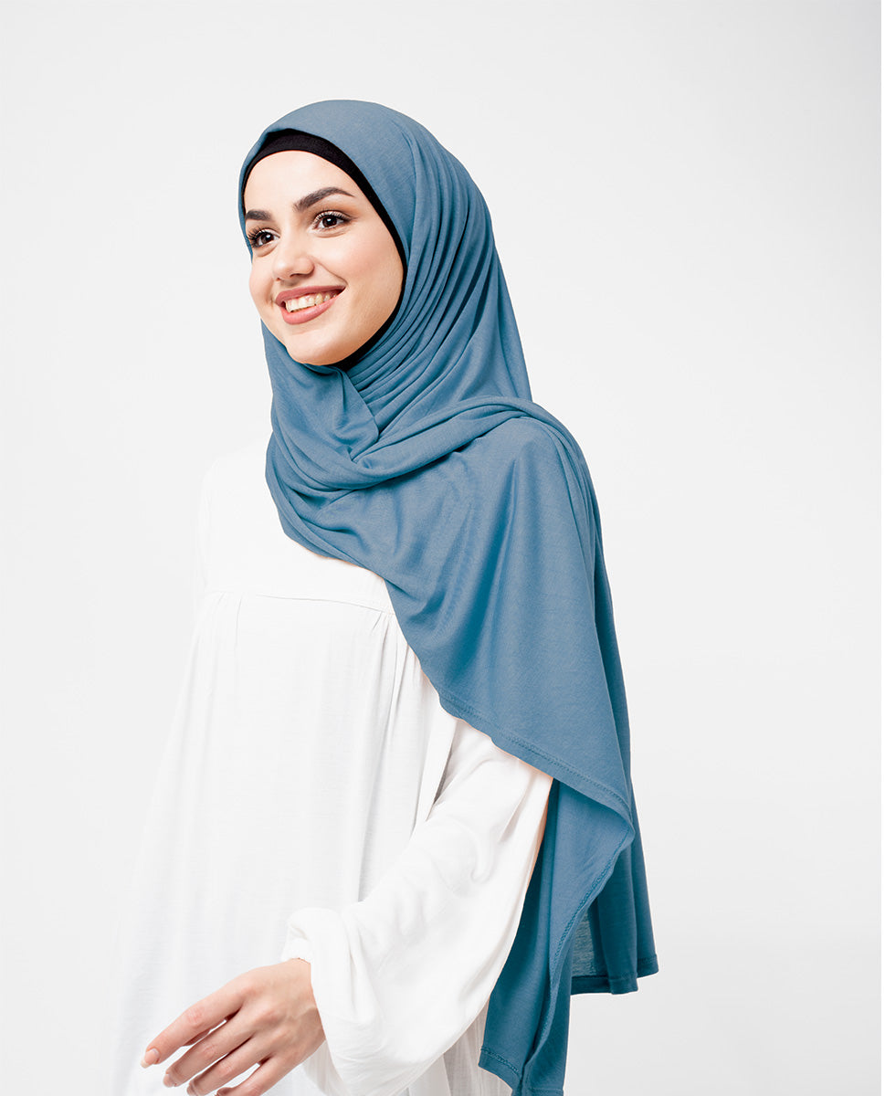 Wild Ginger Blue Viscose Jersey Scarf