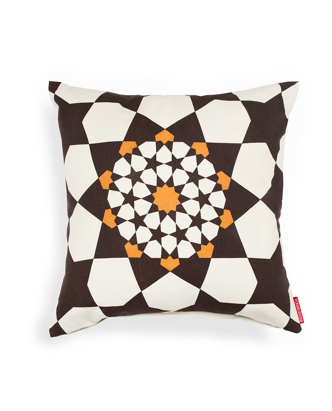 Islamic Geometry Print Cushion Cover - Brown / Gold