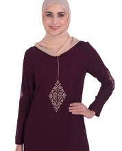 Maroon With Diamond Embroidery