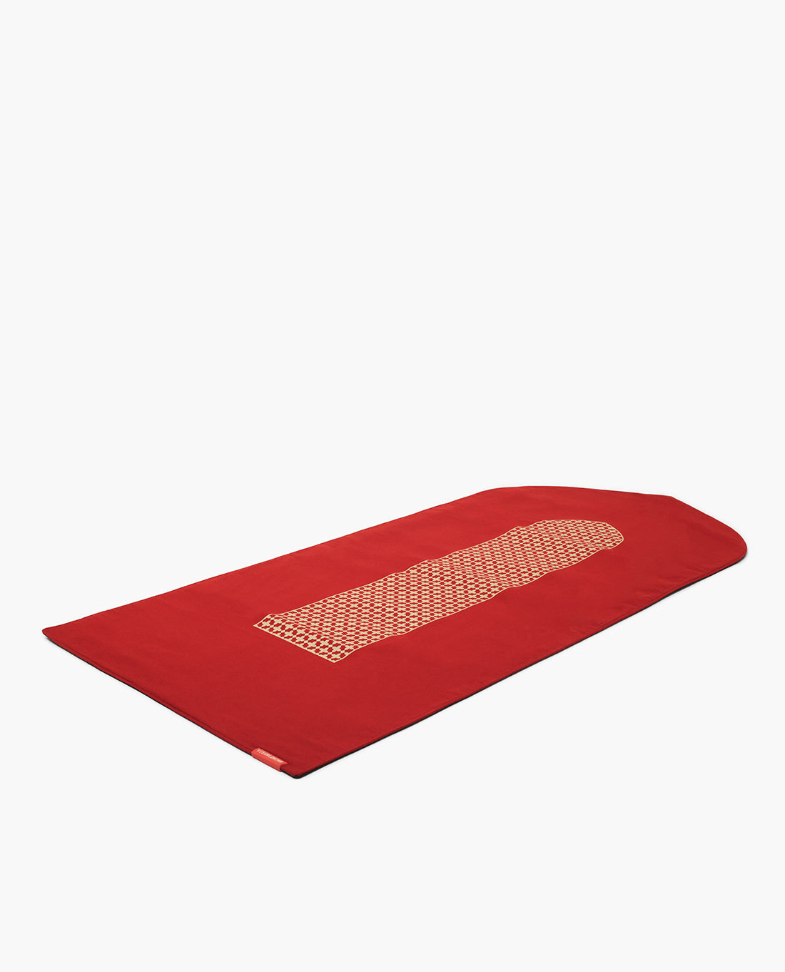 Red Mashrabiya Arch Shaped Prayer Mat Rug