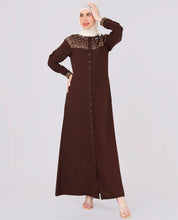 Coffee Brown Embroidered Abaya