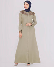 Mint Green Embroidered Abaya
