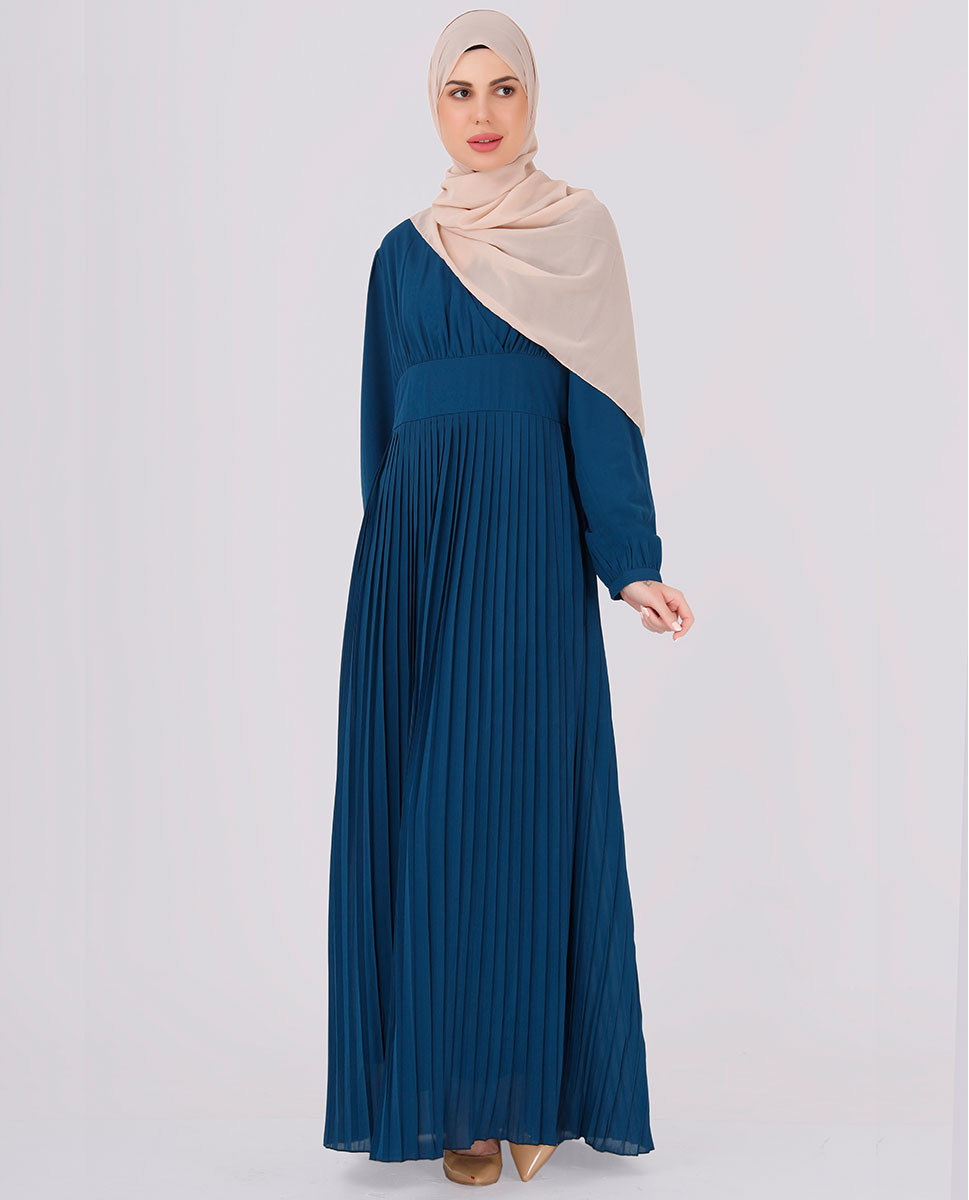 Teal Green Pleated Abaya