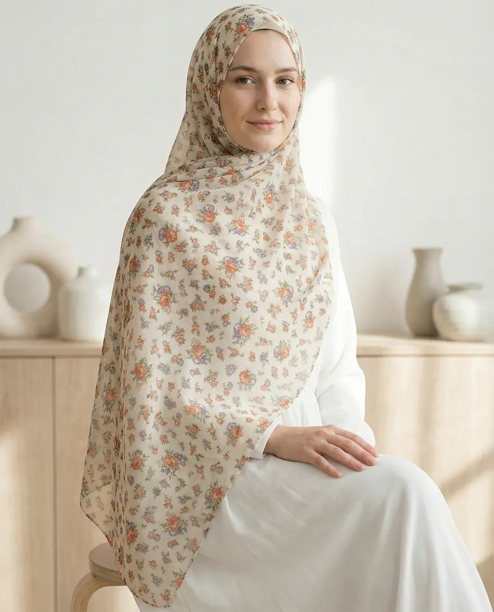 Ivory Bloom Printed Georgette