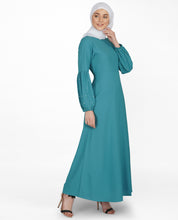 Pearl Embellished Brittany Blue Puffed Sleeve Abaya