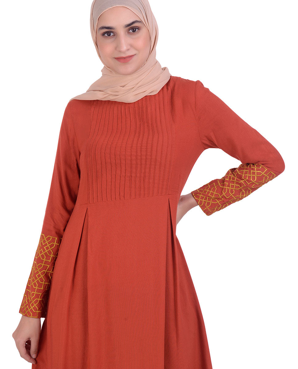 Chocolate With Front Pleats Midi