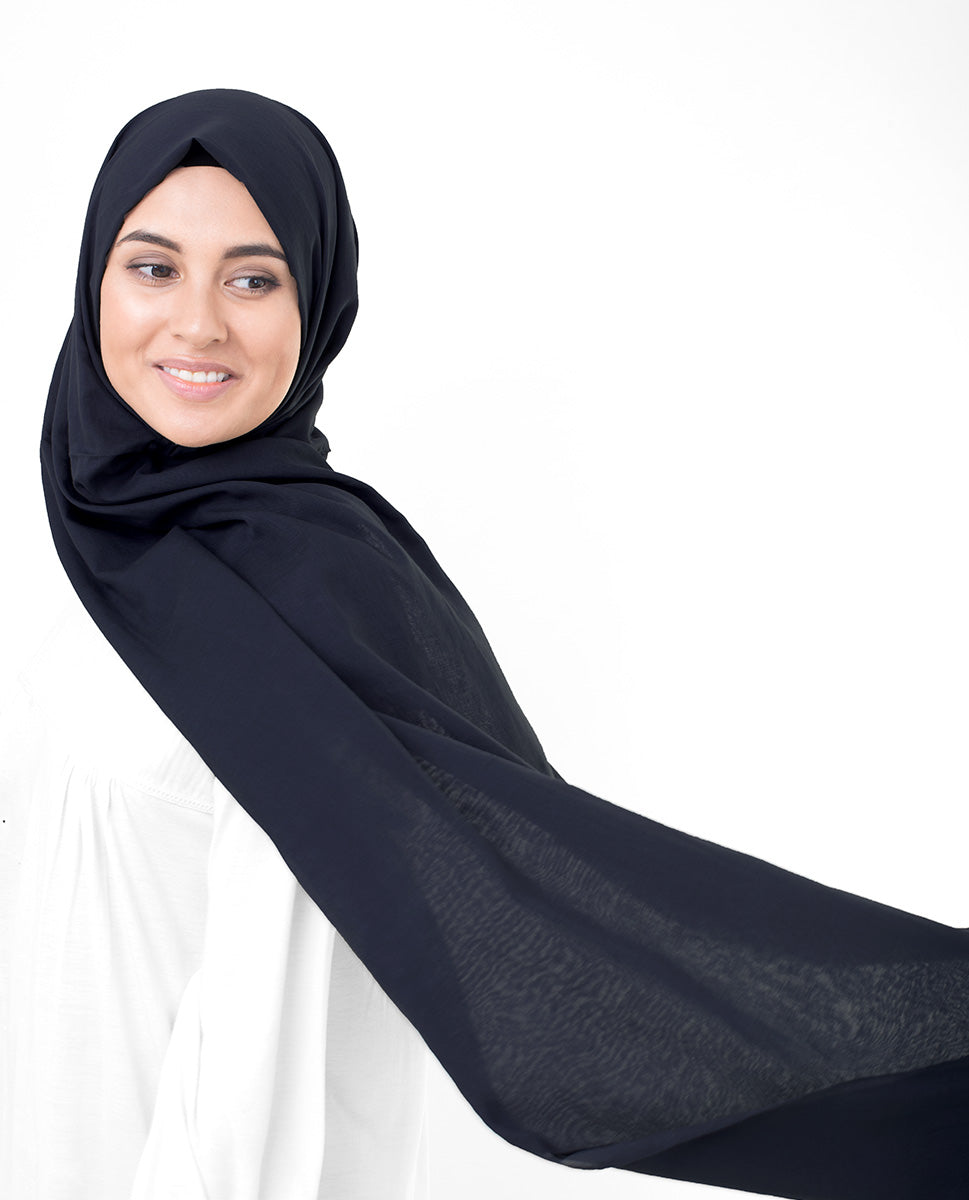 Navy Cosmos Cotton Voile Scarf