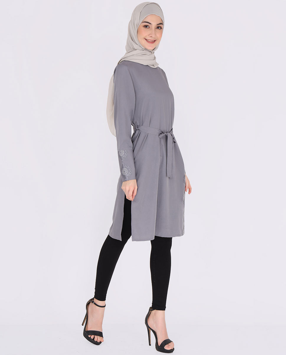 Blue Hue Belted Shirt Dress