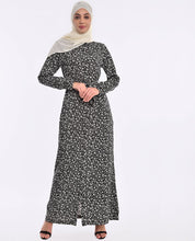 Black And White Belted Abaya