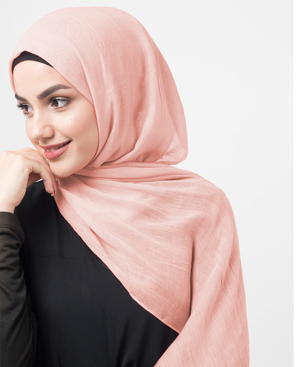 Pale Dogwood Pink Cotton Voile Scarf