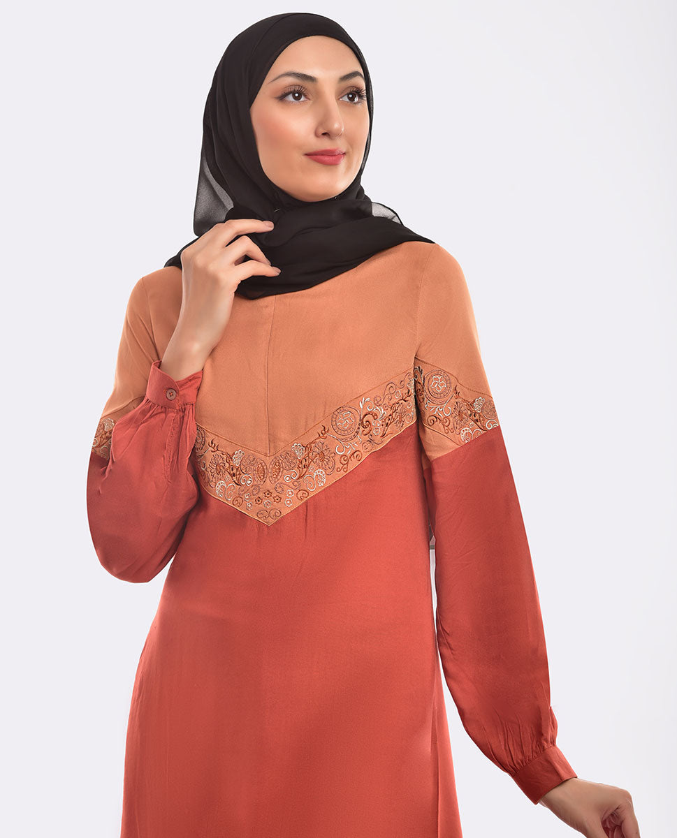 Rusty Hue Embroidered Jilbab