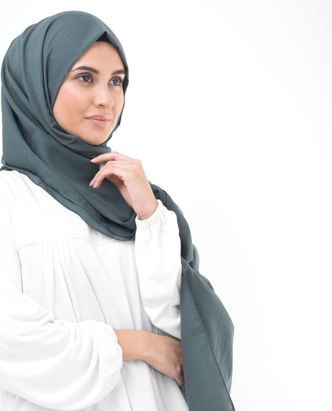 Dark Slate Blue Cotton Voile Scarf