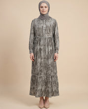 Green Brushstroke Poly Chiffon Maxi Dress