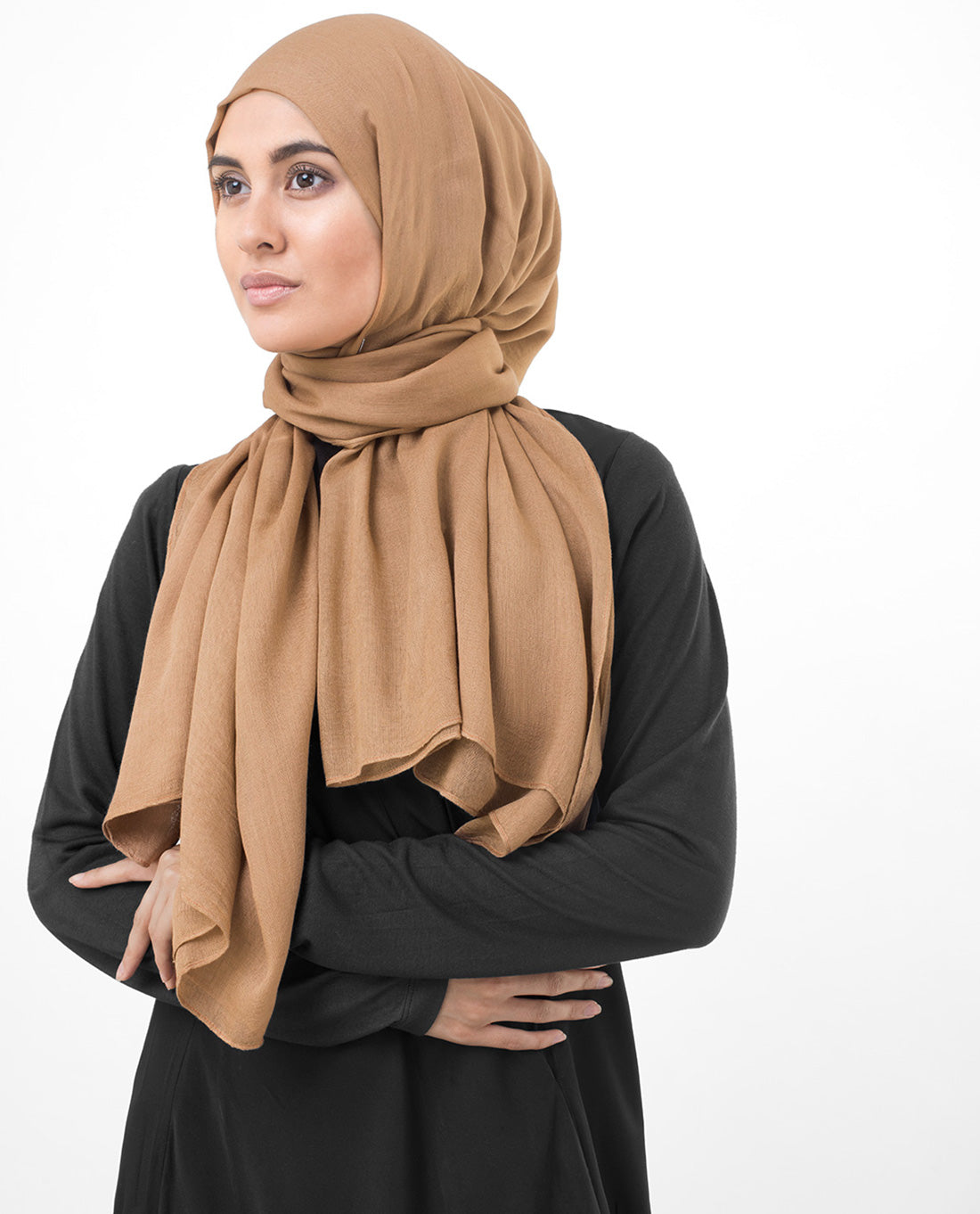 Macaroon Beige Viscose Woven Scarf