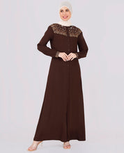 Coffee Brown Embroidered Abaya