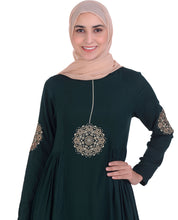 Forest Green With Gold Embroidery Abaya