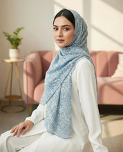 Powder Blue Paisley Printed Georgette