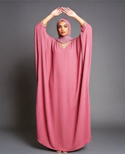 Peach Nida Satin Kaftan Abaya