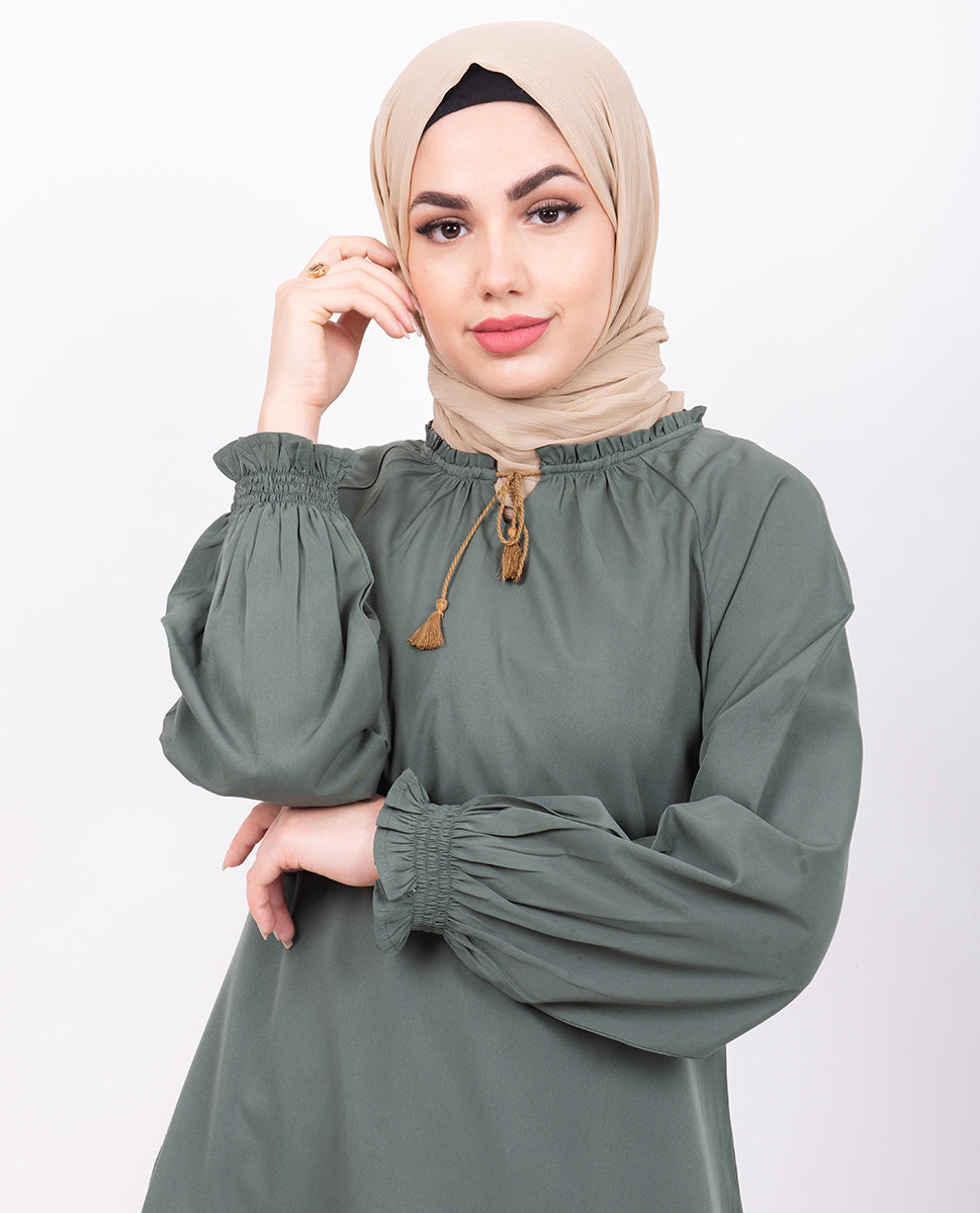 Green & Gold Embroidery Midi